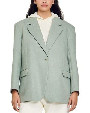 Maje Sandro Meg Wool-Blen Suit Blazer - Green