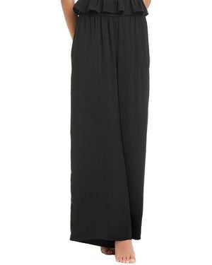 Red Carter Hammered Satin Coverup Wide Leg Pant - Black