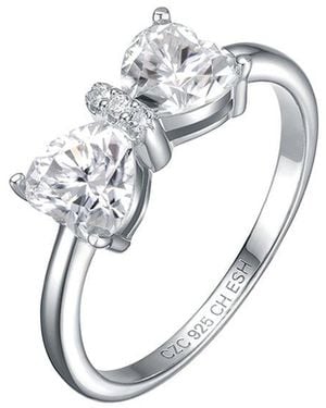 Genevive Jewelry Bow-Tie Ring - White