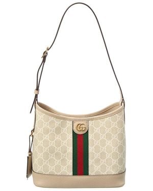 Gucci Ophidia Gg Small Gg Supreme Canvas & Leather Shoulder Bag - Metallic
