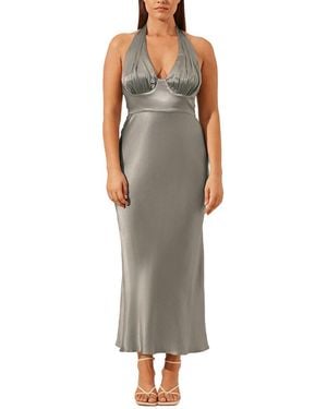 Shona Joy La Lune Plunged Halter Midi Dress - Grey