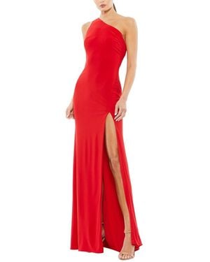 Mac Duggal Jersey One-Shoulder Draped Back Gown - Red
