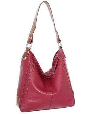 Nino Bossi Alyssa Genuine Leather Hobo Bag - Red