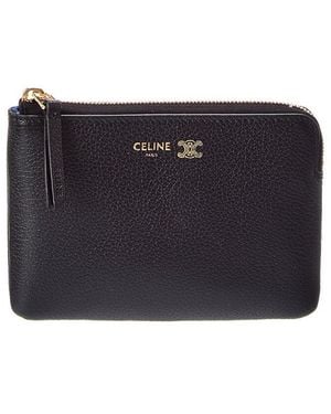 Celine Triomphe Leather Coin Purse - Black