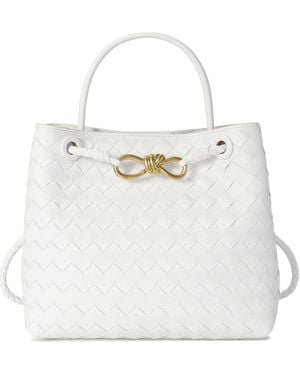 Tiffany & Fred Paris Woven Leather Top-Handle Shoulder Bag - White