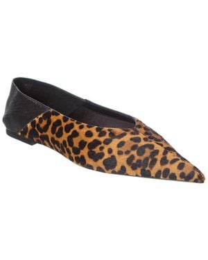 Saint Laurent Kamari Haircalf & Leather Flat - Brown