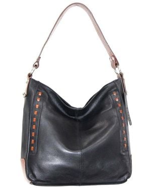 Nino Bossi Alyssa Genuine Leather Hobo Bag - Black