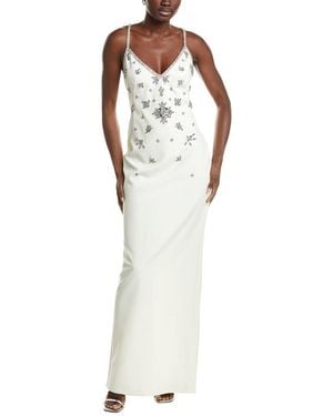 Marchesa Embellished Column Gown - White