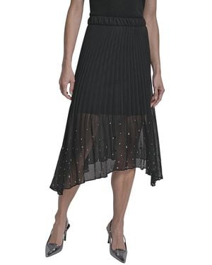 DKNY Chiffon Studded Midi Skirt - Black