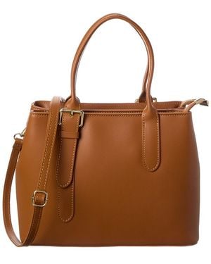 Italian Leather Top Handle Bag - Brown