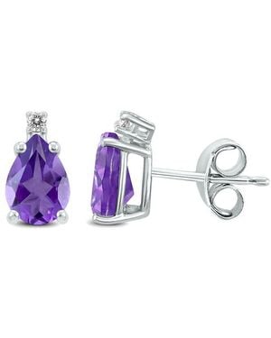 Gemstones Gem Spark 14K 2.16 Ct. Tw. Diamond Amethyst Studs - Multicolour
