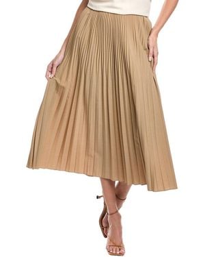 Eileen Fisher Petite Pleated Wool & Silk-Blend A-Line Skirt - Natural