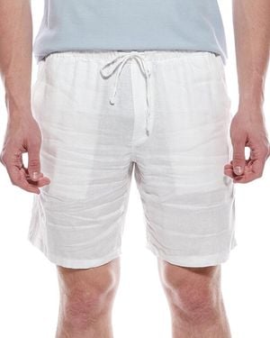 Tahari Woven Drawstring Linen-Blend Short - White