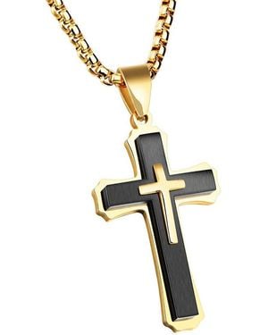 Stephen Oliver 18k Plated Cross Necklace - Metallic