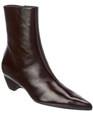KHAITE Sybil Leather Bootie - Brown