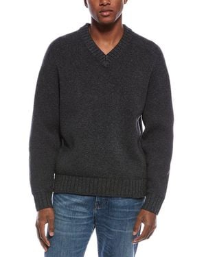 Theory Heavy Wool Cashmere V-Neck Sweater in White for Men