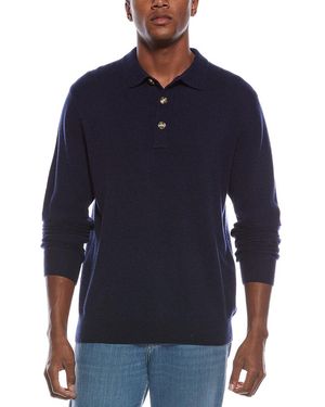 Kier + J Mixed Stitch Wool & Cashmere-Blend Polo Jumper - Blue