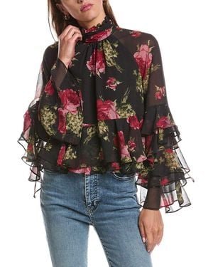 Cinq À Sept Baroque Roses Skylah Top - Red