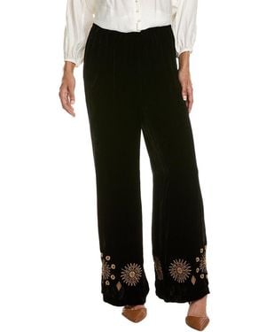 Johnny Was Heidi Velvet Silk-Blend Wide Leg Pant - Black