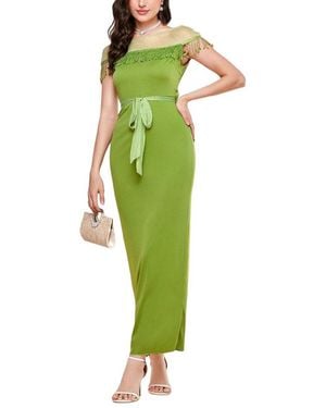 COLON DIANA Solid Maxi Dress - Green