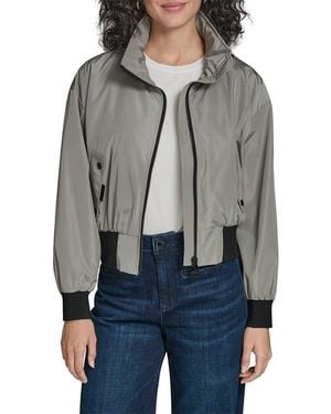 KARL LAGERFELD Dolman Sleeve Bomber Jacket - Grey