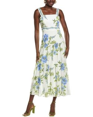 Maison Tara High Neck Chiffon Maxi Dress - Green