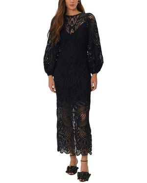 FARM Rio Nature Guipure Midi Dress - Black