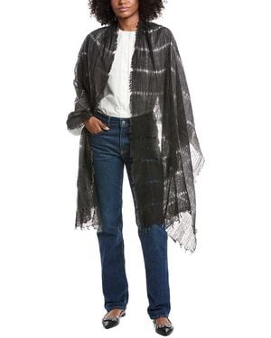 Forte Cashmere Open Weave Shawl - Black
