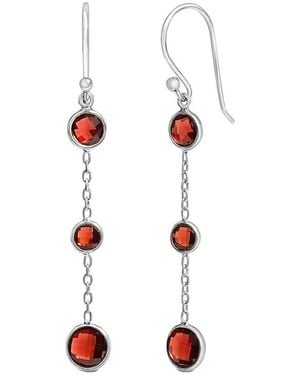 Haus of Brilliance Colourful Gemstones 0.96 Ct. Tw. Garnet Dangle Earrings - White