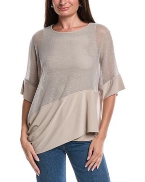 Joseph Ribkoff Asymmetrical Hem Mesh Top - Grey