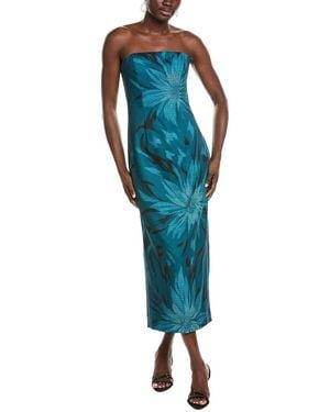Rene Ruiz Strapless Straight Across Midi Dress - Blue