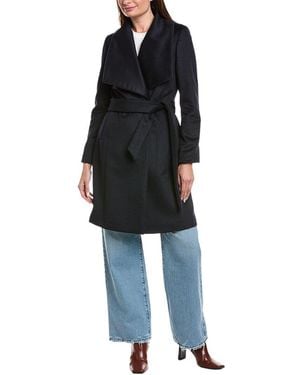 Cole Haan Wool-Blend Wrap Coat - Black
