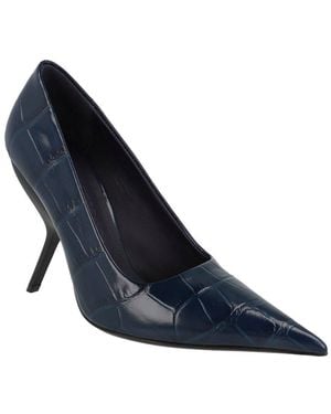 Ferragamo Eva X5 Croc Embossed Leather Pump - Blue