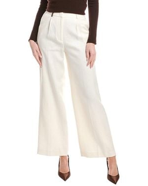 Peserico Pleated Linen-Blend Pant - White