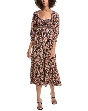 Saltwater Luxe Puff Sleeve Midi Dress - Brown