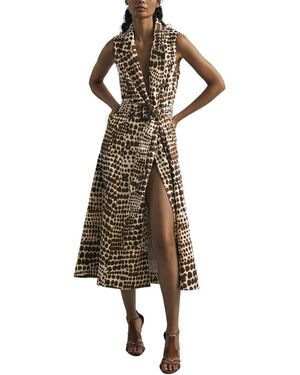 Reiss Concordia Atelier Animal Print Tailored Dress - Natural