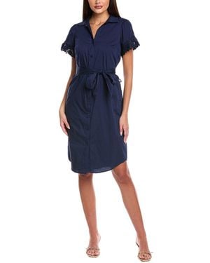 Tahari Button A-Line Dress - Blue