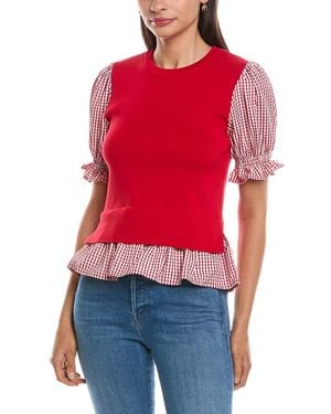 Nanette Lepore Twofer Knit Top - Red