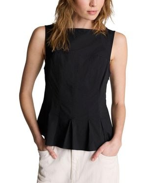 Kenneth Cole Panelled Bodice Peplum Top - Black