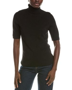Anne Klein Half Sleeve Turtleneck Top - Black