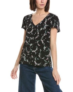 Cece V-Neck Tulip Sleeve Knit Top - Black