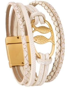 Saachi Fish Charm Leather Bracelet - White