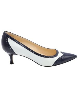 Manolo Blahnik Leather Ancor Two-Tone Spectator Pump (Authentic Pre- Loved) - Blue