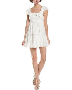 Marion Lace Trim Mini Dress - White