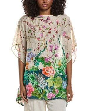 Johnny Was Pribasa Eyelet Silk Poncho - Multicolour