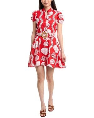 Sail To Sable Belted Shirtdress - Red