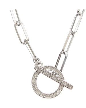 Italian Gold Over Silver 18K 0.2 Ct. Tw. Diamond Link Necklace - White