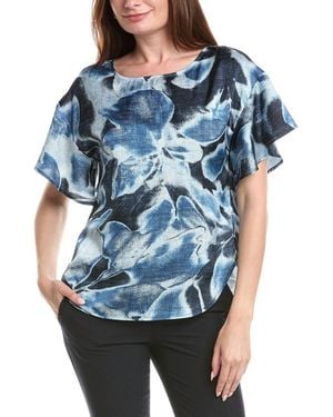 Anne Klein Flutter Sleeve Blouse - Blue