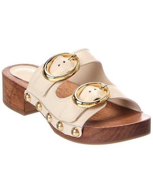 SCHUTZ SHOES Juno Mid Block Leather Sandal - Pink