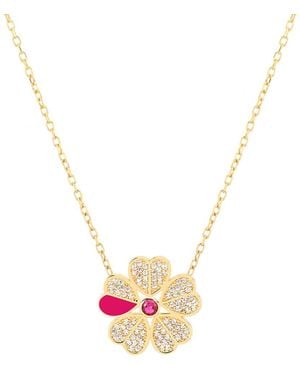 Gabi Rielle 14k Over Silver Lovestruck Collection Cz Lucky Charm Necklace - Metallic
